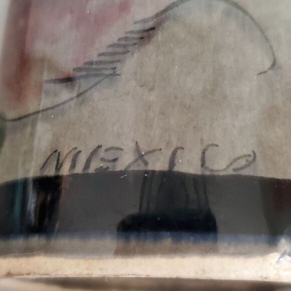 Tonala Vintage Mexican Folk Art Pottery Floral Hand Thrown Vase 6.75" - Picture 7 of 11